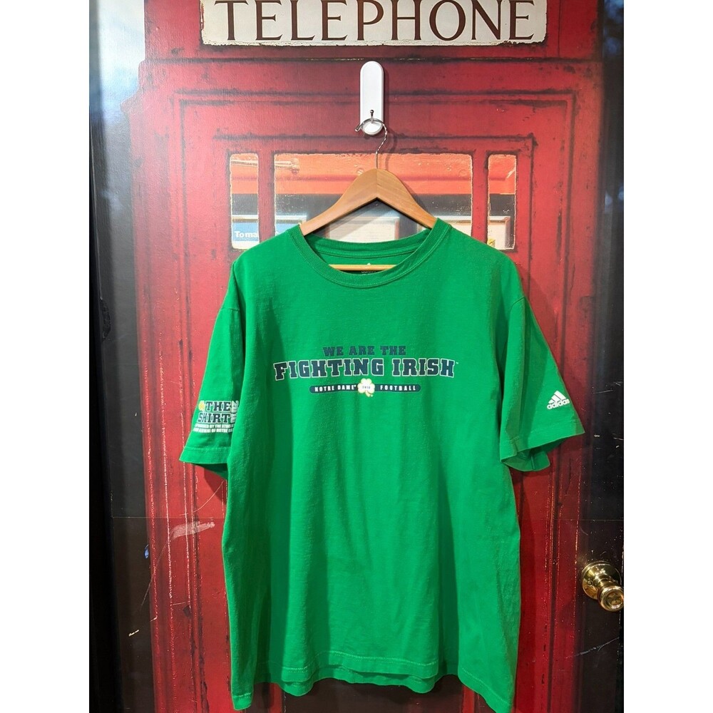 2010 Notre Dame Football "The Shirt" Green Double Sided Adidas T-Shirt XL NCAA
